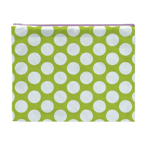 Spring Green Polkadot Cosmetic Bag (XL) from ArtsNow.com Front