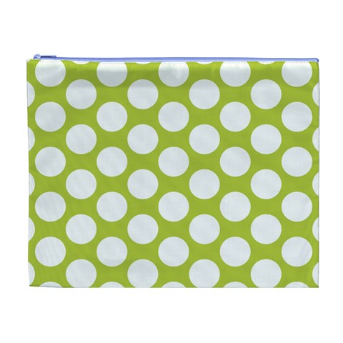 Spring Green Polkadot Cosmetic Bag (XL) from ArtsNow.com Front