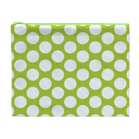 Spring Green Polkadot Cosmetic Bag (XL) from ArtsNow.com Front