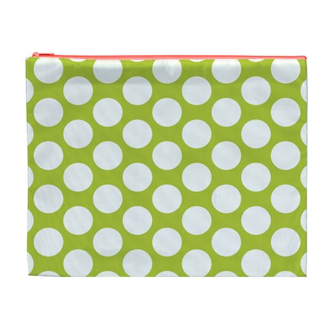 Spring Green Polkadot Cosmetic Bag (XL) from ArtsNow.com Front