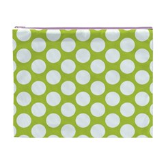 Spring Green Polkadot Cosmetic Bag (XL) from ArtsNow.com Front