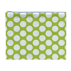 Spring Green Polkadot Cosmetic Bag (XL) from ArtsNow.com Front