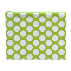 Spring Green Polkadot Cosmetic Bag (XL) from ArtsNow.com Front