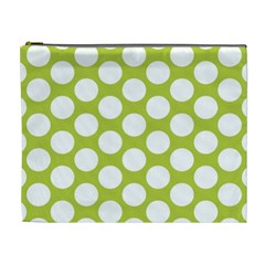 Spring Green Polkadot Cosmetic Bag (XL) from ArtsNow.com Front