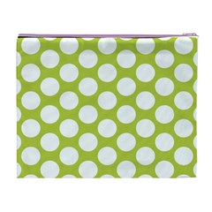 Spring Green Polkadot Cosmetic Bag (XL) from ArtsNow.com Back