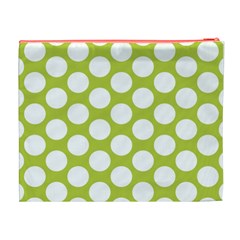 Spring Green Polkadot Cosmetic Bag (XL) from ArtsNow.com Back