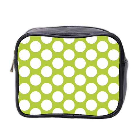 Spring Green Polkadot Mini Travel Toiletry Bag (Two Sides) from ArtsNow.com Front