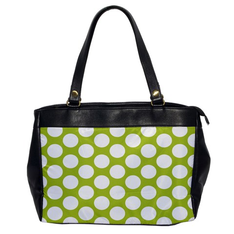 Spring Green Polkadot Oversize Office Handbag (One Side) from ArtsNow.com Front