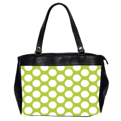 Spring Green Polkadot Oversize Office Handbag (Two Sides) from ArtsNow.com Front