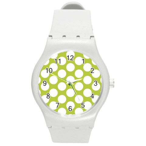 Spring Green Polkadot Plastic Sport Watch (Medium) from ArtsNow.com Front