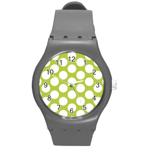 Spring Green Polkadot Plastic Sport Watch (Medium) from ArtsNow.com Front