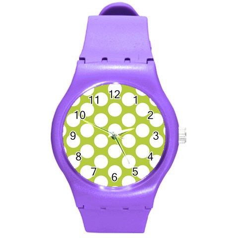 Spring Green Polkadot Plastic Sport Watch (Medium) from ArtsNow.com Front