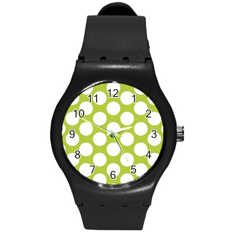 Spring Green Polkadot Plastic Sport Watch (Medium) from ArtsNow.com Front