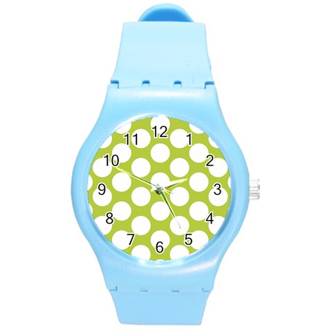 Spring Green Polkadot Plastic Sport Watch (Medium) from ArtsNow.com Front