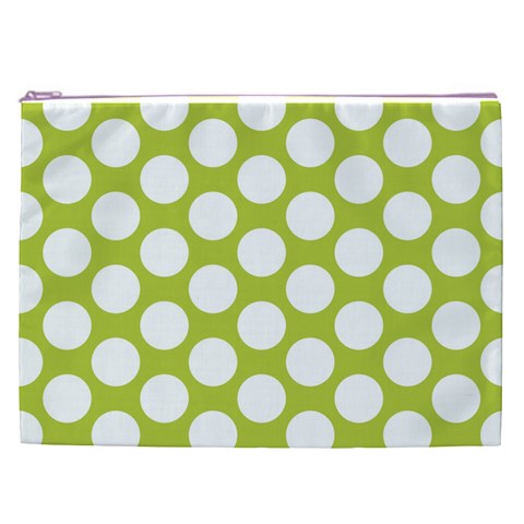 Spring Green Polkadot Cosmetic Bag (XXL) from ArtsNow.com Front