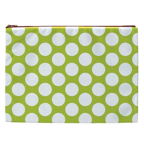 Spring Green Polkadot Cosmetic Bag (XXL) from ArtsNow.com Front