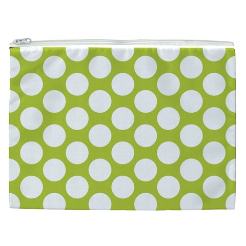 Spring Green Polkadot Cosmetic Bag (XXL) from ArtsNow.com Front