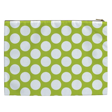 Spring Green Polkadot Cosmetic Bag (XXL) from ArtsNow.com Back