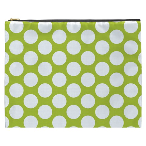 Spring Green Polkadot Cosmetic Bag (XXXL) from ArtsNow.com Front