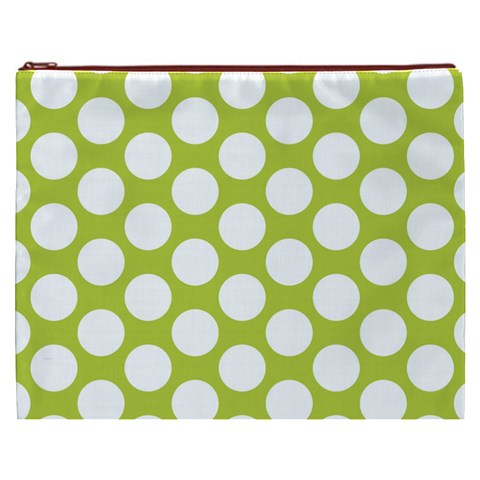 Spring Green Polkadot Cosmetic Bag (XXXL) from ArtsNow.com Front