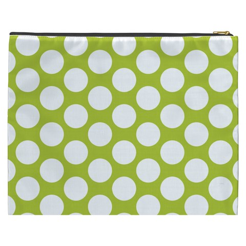 Spring Green Polkadot Cosmetic Bag (XXXL) from ArtsNow.com Back