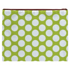 Spring Green Polkadot Cosmetic Bag (XXXL) from ArtsNow.com Back