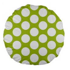 Spring Green Polkadot 18  Premium Round Cushion  from ArtsNow.com Front