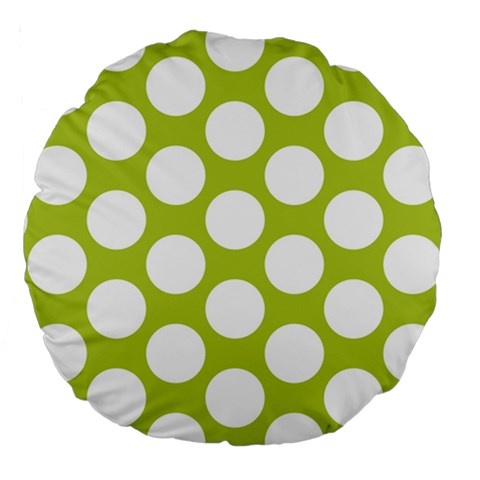 Spring Green Polkadot 18  Premium Round Cushion  from ArtsNow.com Back