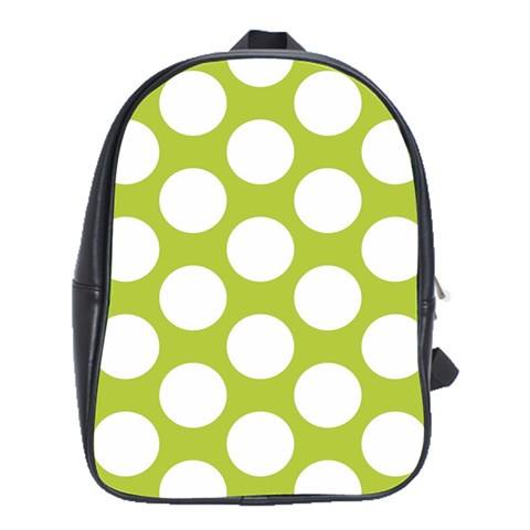 Spring Green Polkadot School Bag (XL) from ArtsNow.com Front