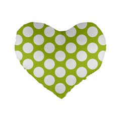 Spring Green Polkadot 16  Premium Heart Shape Cushion  from ArtsNow.com Front