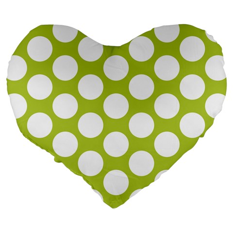 Spring Green Polkadot 19  Premium Heart Shape Cushion from ArtsNow.com Back