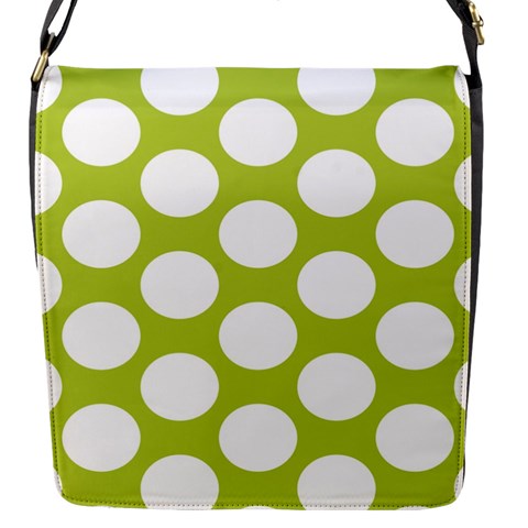 Spring Green Polkadot Flap Closure Messenger Bag (Small) from ArtsNow.com Front