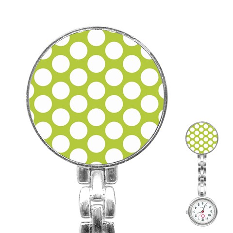 Spring Green Polkadot Stainless Steel Nurses Watch from ArtsNow.com Front