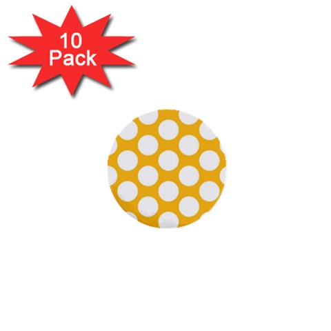 Sunny Yellow Polkadot 1  Mini Button (10 pack) from ArtsNow.com Front