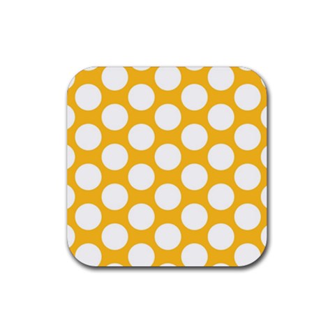 Sunny Yellow Polkadot Drink Coaster (Square) from ArtsNow.com Front