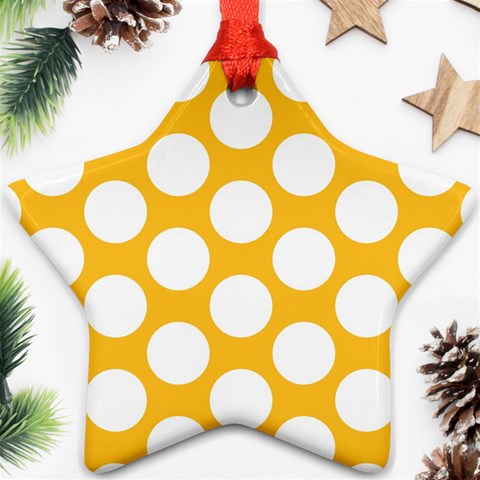 Sunny Yellow Polkadot Star Ornament (Two Sides) from ArtsNow.com Back