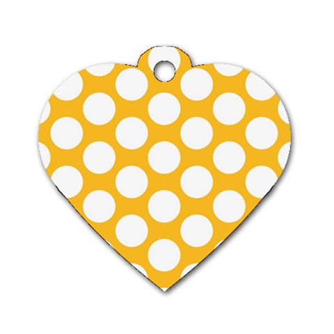 Sunny Yellow Polkadot Dog Tag Heart (One Sided)  from ArtsNow.com Front