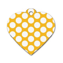 Sunny Yellow Polkadot Dog Tag Heart (Two Sided) from ArtsNow.com Front