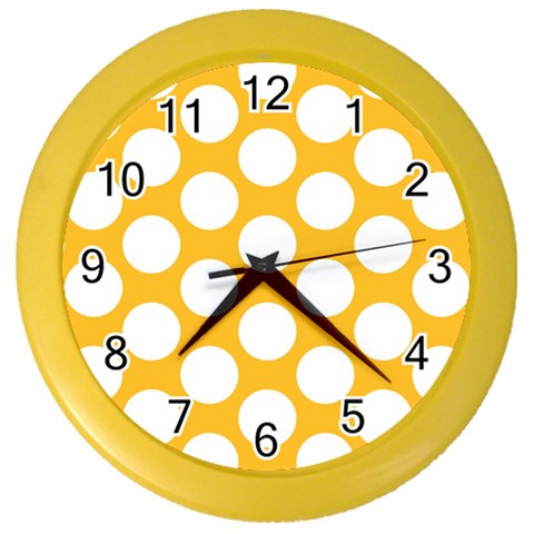 Sunny Yellow Polkadot Wall Clock (Color) from ArtsNow.com Front