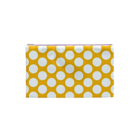 Sunny Yellow Polkadot Cosmetic Bag (Small) from ArtsNow.com Front