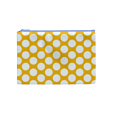 Sunny Yellow Polkadot Cosmetic Bag (Medium) from ArtsNow.com Front