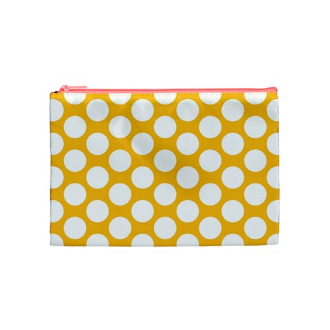 Sunny Yellow Polkadot Cosmetic Bag (Medium) from ArtsNow.com Front