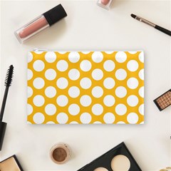 Sunny Yellow Polkadot Cosmetic Bag (Medium) from ArtsNow.com Front