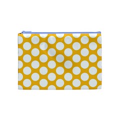 Sunny Yellow Polkadot Cosmetic Bag (Medium) from ArtsNow.com Front