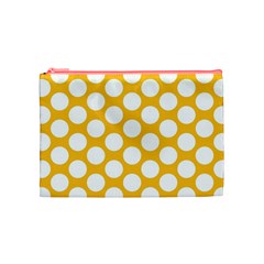 Sunny Yellow Polkadot Cosmetic Bag (Medium) from ArtsNow.com Front