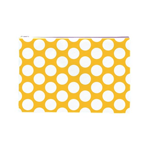 Sunny Yellow Polkadot Cosmetic Bag (Large) from ArtsNow.com Front