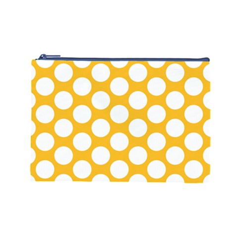 Sunny Yellow Polkadot Cosmetic Bag (Large) from ArtsNow.com Front