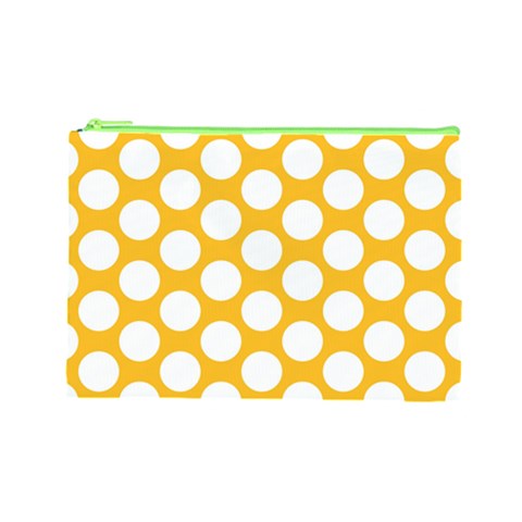 Sunny Yellow Polkadot Cosmetic Bag (Large) from ArtsNow.com Front