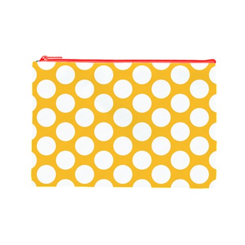 Sunny Yellow Polkadot Cosmetic Bag (Large) from ArtsNow.com Front