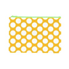 Sunny Yellow Polkadot Cosmetic Bag (Large) from ArtsNow.com Front